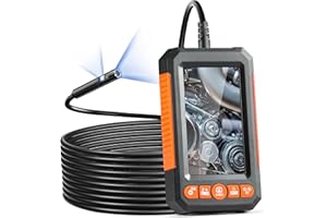 VEVOR Endoscope Camera with Light, Dual Lens Industrial Borescope, 4.3" Screen 1080P Inspection Camera, 8 + 1 Lights, 4X Zoom, IP67 Waterproof Snake Camera for Auto, Plumbing (16.4FT Cable, 32GB Card)