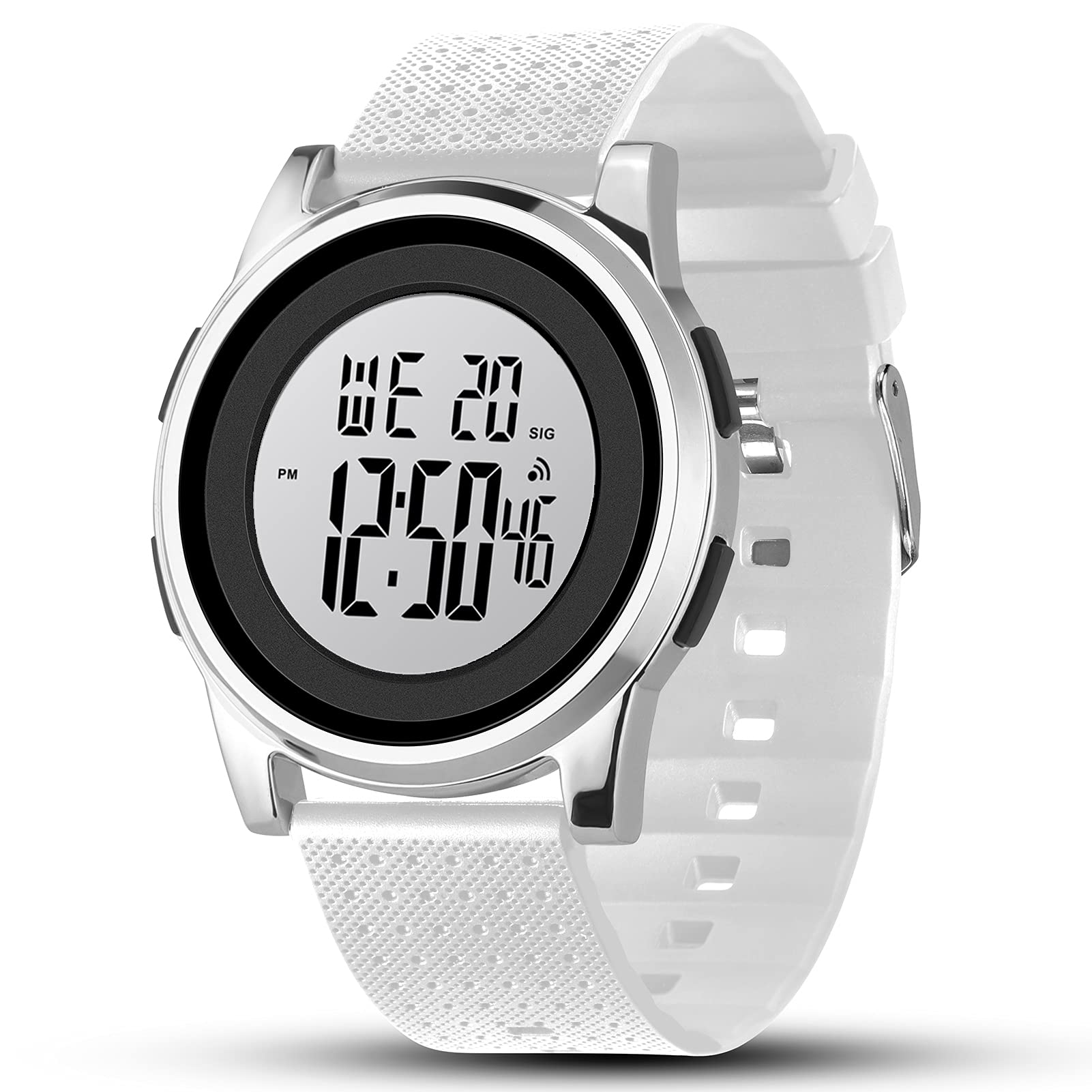 Mens Digital Watch Ultra-Thin Sports Waterproof Simple Watch Stainless Steel Wrist Watch for Men Women