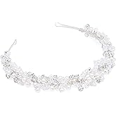 Oriamour Bridal Headband Crystal Tiara for Women Pearl Wedding Headpieces for Bride Hair Accessories for Prom Birthday Party