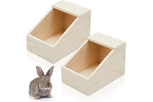 Maxcheck 2 Pack Wood Rabbit Nesting Box, 18x12x12 Inch Wooden Hutch Hideout for Breeding, Natural Burrow Den Alternative for Rabbits & Small Animals