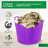 Neat 42L Flexi Tubs 3 Pack Purple Large Buckets with Handles UK Made LDPE view 3