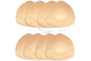 KSang Waterproof Bathing Suit Cups Inserts - Swimsuit Pads Insert Push up for Women, 4 Pairs Bikini Padding Insert Beige A/B