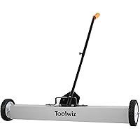 Toolwiz 36'' Magnetic Sweeper with Wheels, 50 Lbs Capacity Rolling Magnetic Floor Sweeper with Release Handle Industrial Magn