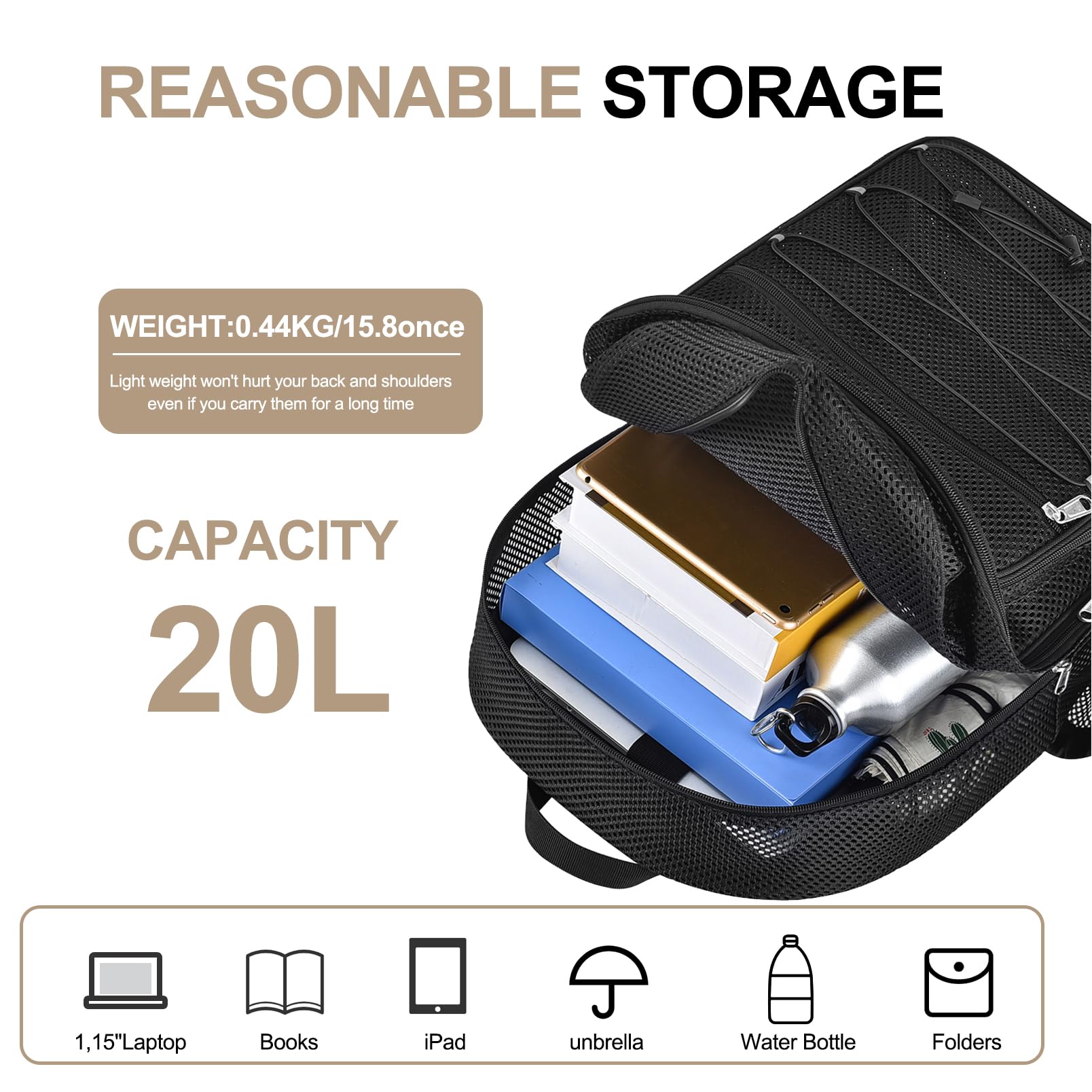 Busiuw Heavy Duty Mesh Backpacks for Adults, Mesh School Bags for Boys and Girls, See Through School Bags with Adjustable Straps for Swimming, Fitness, Sports, Carry Portable Oxygen Concentrators