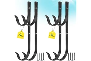 Gray Bunny Pool Pole Hanger, 4 Piece Black Premium Aluminum Swimming Pool Accessories Hook Set, for Telescopic Poles, Skimmers, Leaf Rakes, Nets, Brushes, Vacuum Hose, Garden Tools