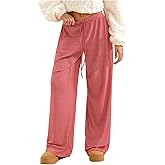 WDIRARA Women's Striped Drawstring Elastic Waist Pants Wide Leg Loose Lounge Pants
