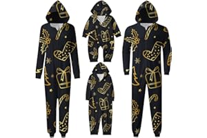 Bwaydeg Family Christmas Pajamas Matching Sets,Onesie Long Sleeve Snowflake Print Hoodie Jumpsuit Soft Family Sleepwear Set