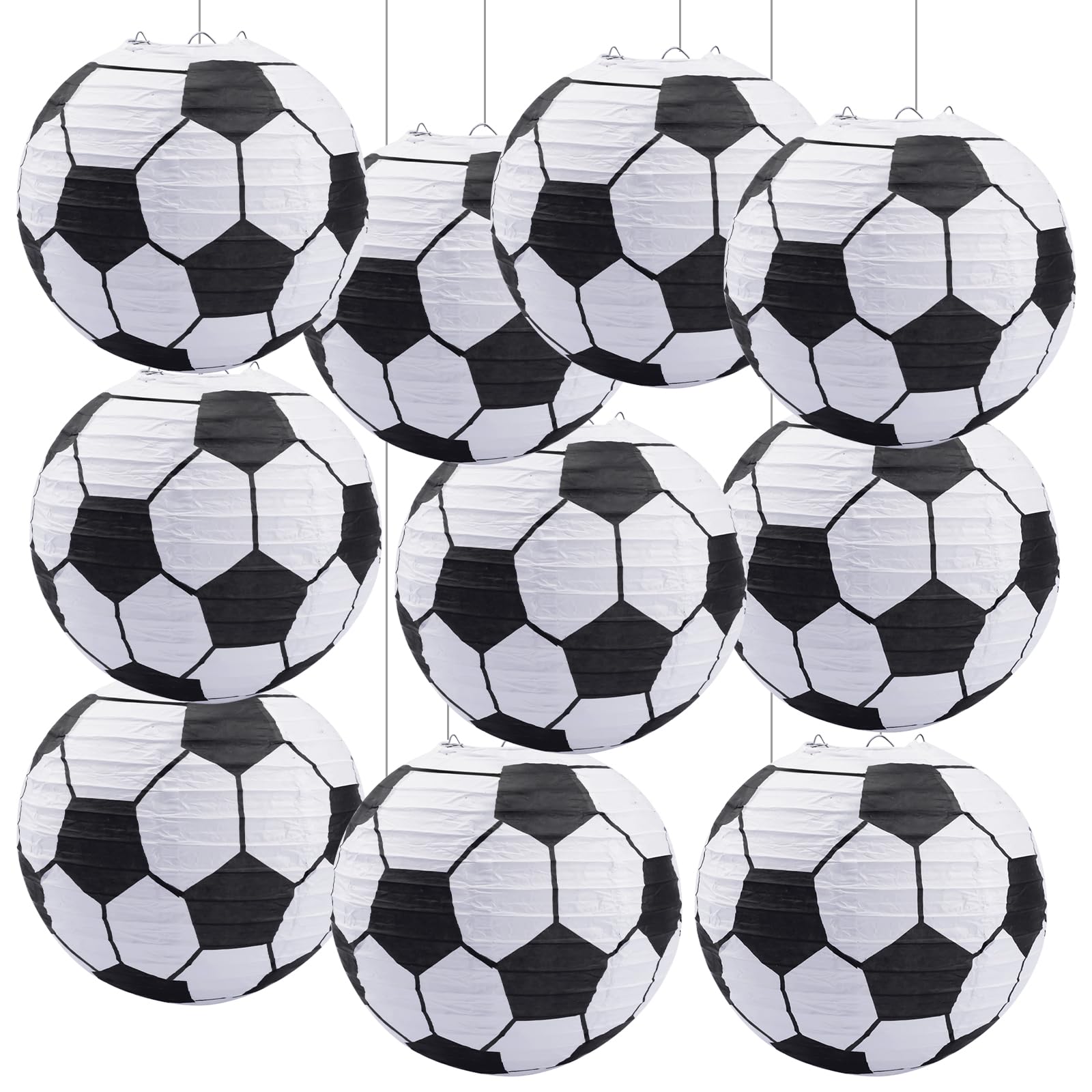 Photo 1 of 10 Piece 8 Inch Soccer Ball Paper Lantern Party Favors Indoor Soccer Ball Paper Lantern Hanging Table Centerpiece for Copa America 2026 World Cup Birthday Sport MLS Theme Concacaf Party Decorations