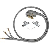 Certified Appliance Accessories 40-Amp Appliance Power Cord, 3 Prong Range Cord, 3 Wires with Open-End Connectors, 5 Feet, Copper Wire