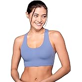 Floatley Be Well Medium Impact Sports Bra Wirefree Soft Comfort Pull On Criss Cross Strappy Back With Embedded Pads For Women