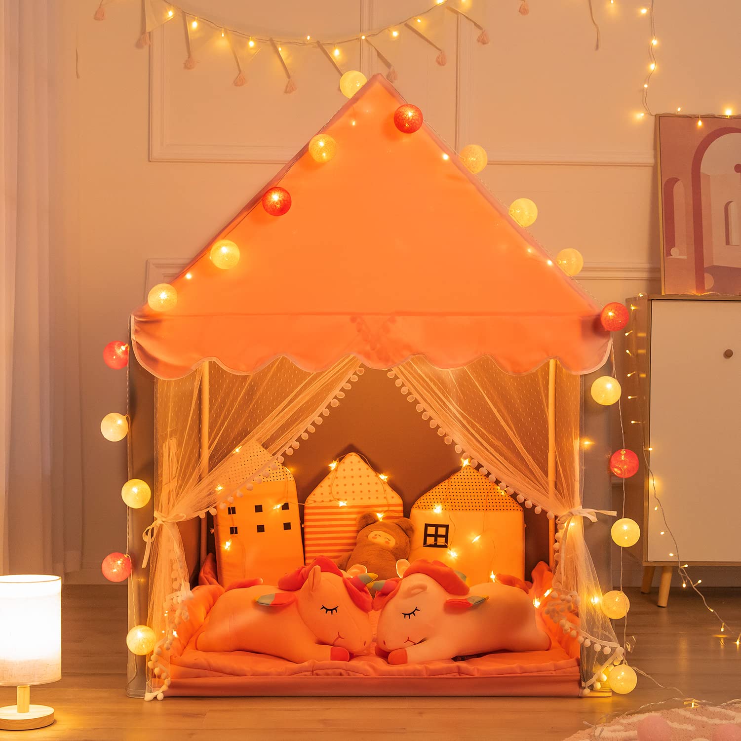 Avrsol Kids Play Tent with Padded Mat - Large Playhouse Children Play Castle Fairy Tent for Girls Birthday Gift