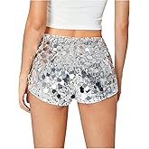 SHENHE Women's Sexy Sequin Shorts Y2k Low Rise Sparkle Micro Shorts Club Rave Outfits