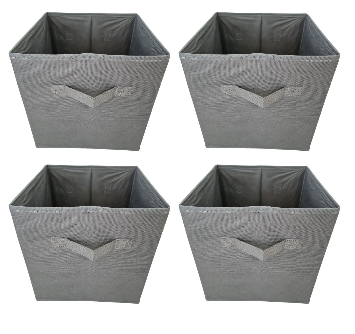 Aryllis Folding Storage Boxes, Grey, Pack of 4, Collapsible Fabric Storage Cubes - 27cm x 27cm