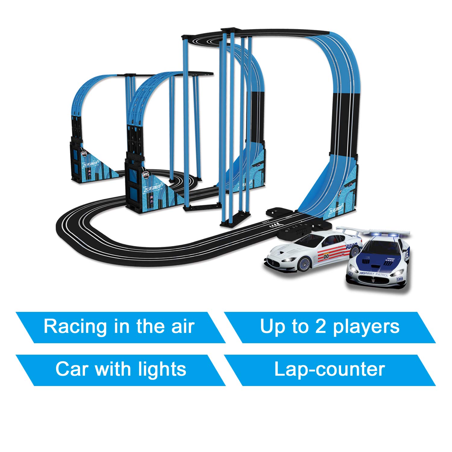 Sky Racer Slot car Race Set TR-39L 1:64 Scale