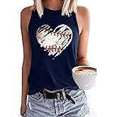 Baseball O-Neck Tank Women Print Baseball Tanks Cute Workout Graphic Casual Summer Sleeveless Vest Top
