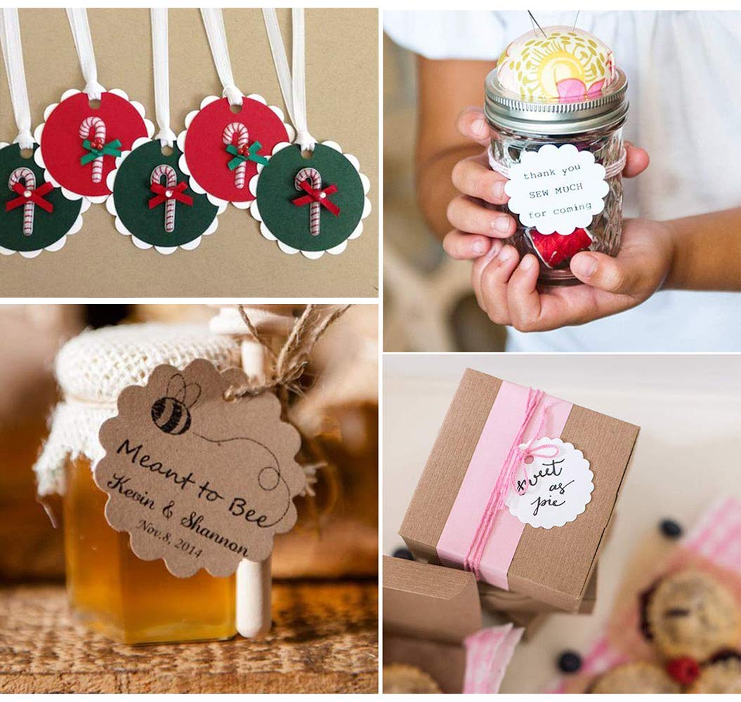 100 Tag Regalo Con Spago - Etichette Kraft Per Matrimoni, Compleanni E Natale (Marrone E Bianco) - Foto 2