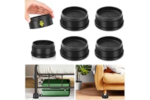 Yookwutar 4 Pack Furniture Risers 1 Inch, Adjustable Bed Risers Heavy Duty for Table Desk Couch Chair Sofa Cabinet Bed Frame Dorm, Round Stackable Table Leg Risers Lift Height 1", 2" or 3", Black
