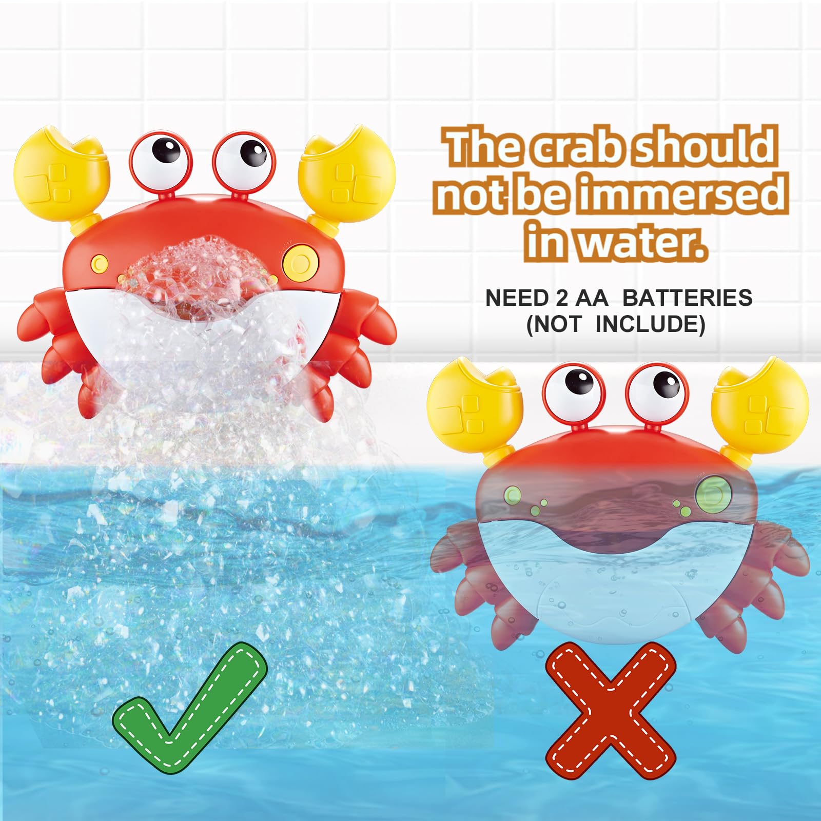 Baby Bath Toys for Toddlers, Crab Bath Bubble Maker with 12 Songs, 3 Pack Wind-up Pool Toys for Kid, Bathtub Toys As Birthday Gift for Boys Girls