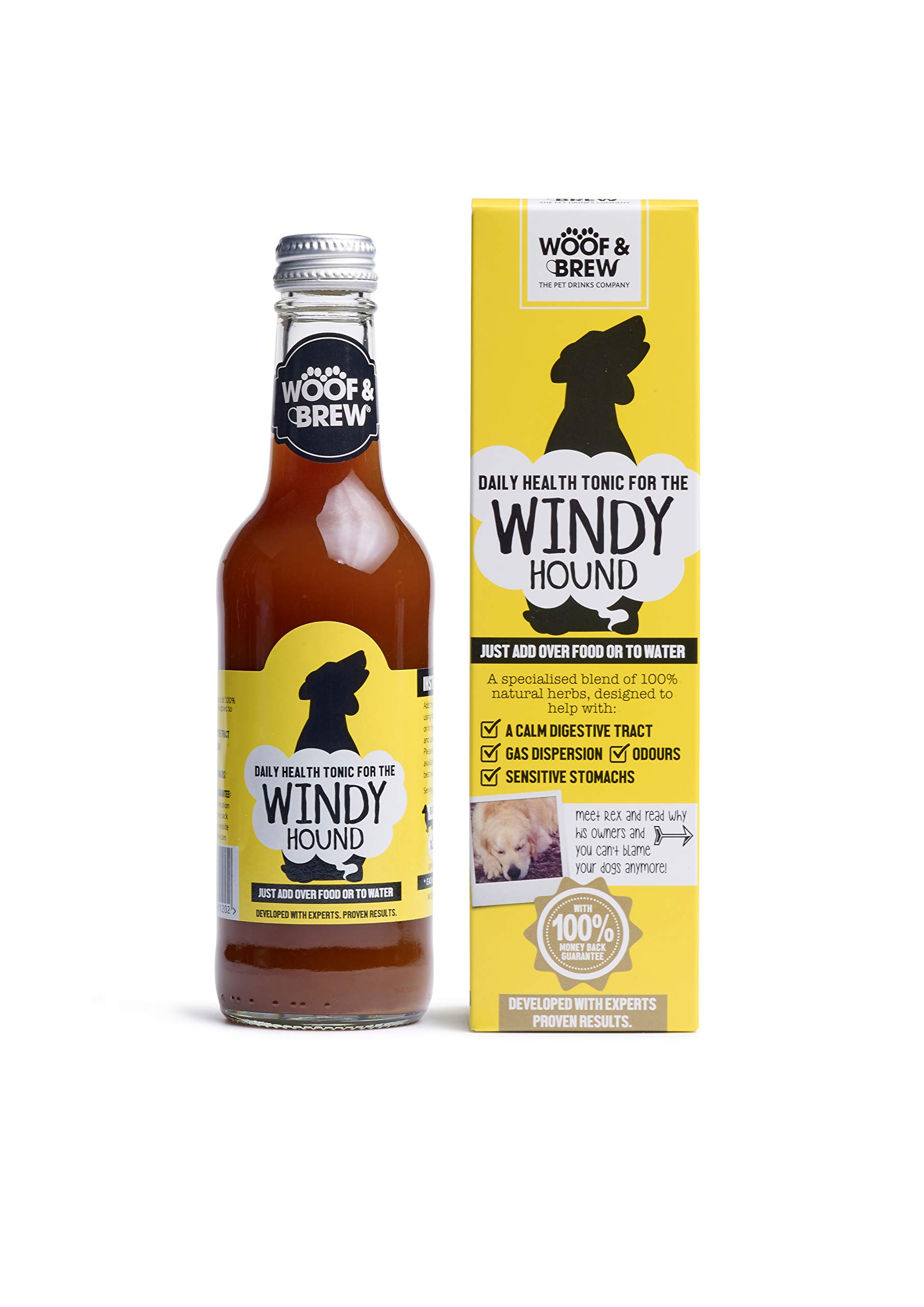 WOOF&BREW Windy Hound Supplement for Dogs - for Farting Flatulent Dogs, 330 ml