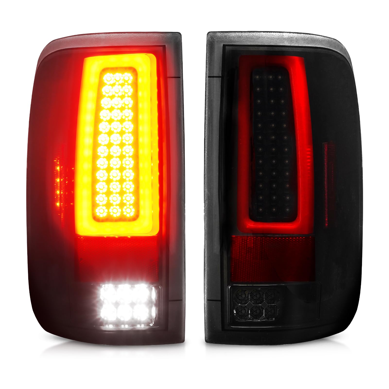 Photo 1 of LED Tail Lights Pair 2004-2008 Fit for Ford F-150 F150 Pickup [Factory Halogen Type] Fleetside Bed Model, LED Tube Rear Brake Lamp Taillight Assembly, Smoked Lens