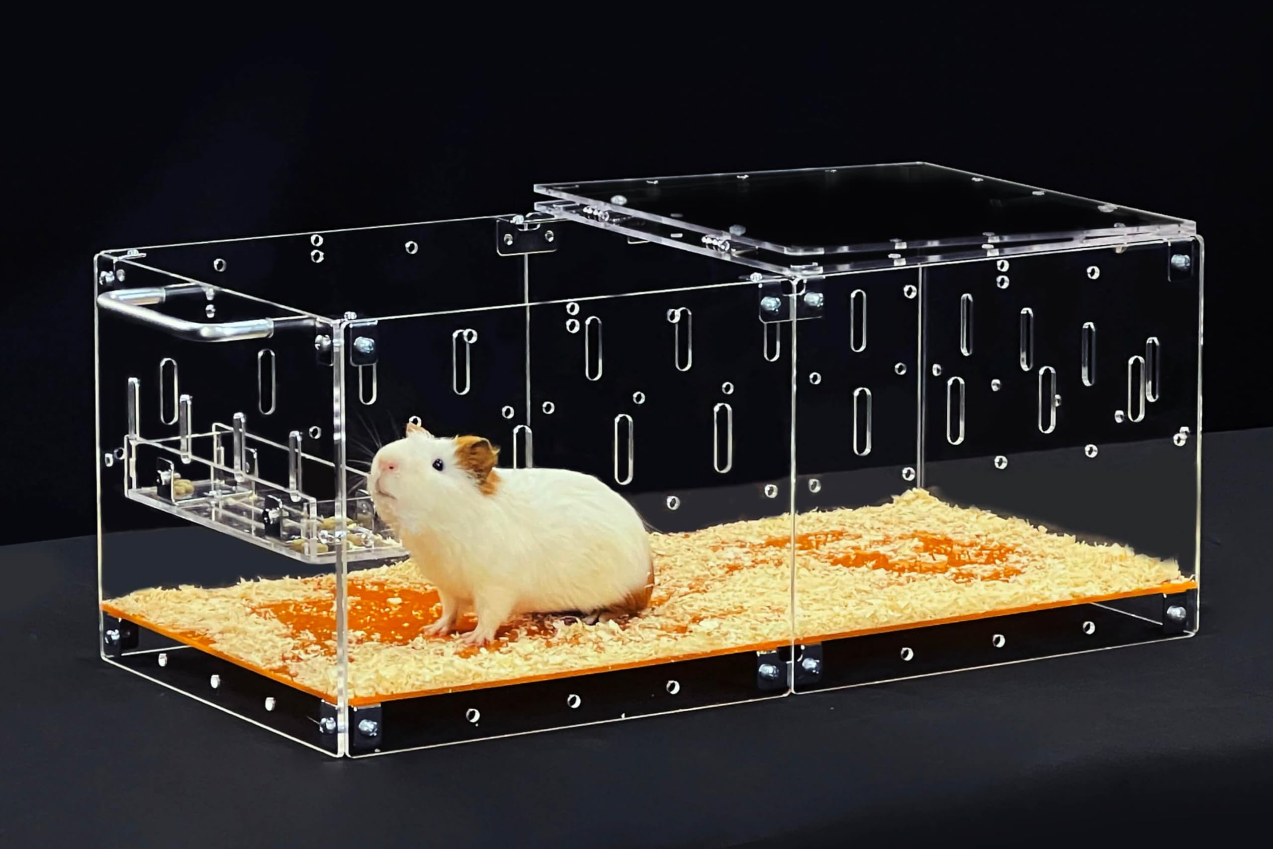 GuineaLoft™ Acrylic Cage (Model-P2) - Small 2x1 ft Enlosed Cage w/Lid & Bottom for a Single Guinea Pig or Hamsters, Connectable, DIY Extendable - Visit the Guinea Loft Store to See It All