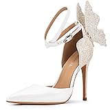 FINDVELL White High Heels Butterfly Back Sexy