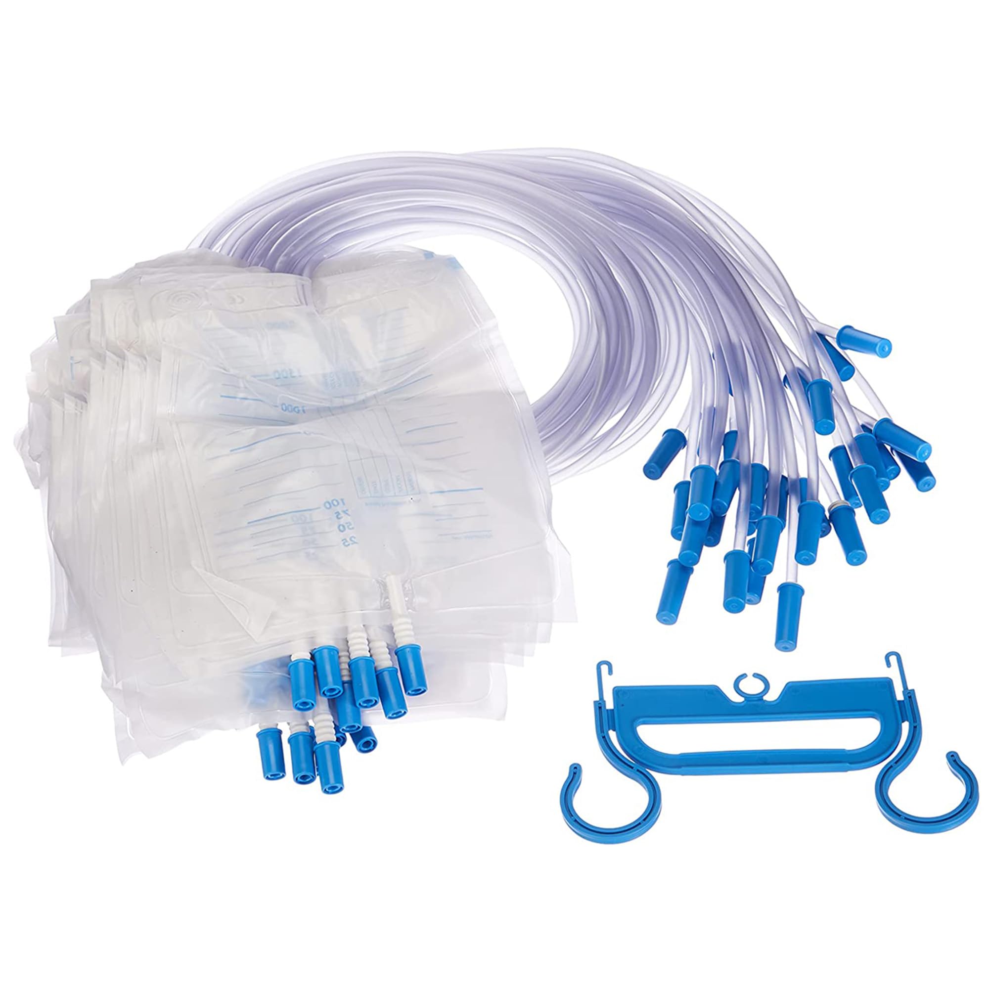 Gima - Urine Bag with Tube, with Non Return Valve, Volume 2,000 cc, Tube length 130 cm, Polybag of 30 units, with Tipps and 1 Hanger