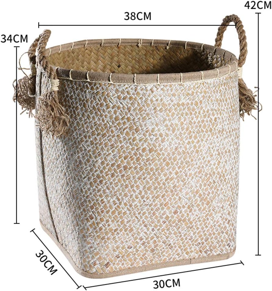 Amazon Com Lycil Vintage Woven Straw Washing Basket Large Japanese Storage Baskets With Braided Handle Laundry Baskets For Storage Laundry Picnic Beach Bag Home Kitchen