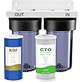 SimPure Whole House Water Filter System, 2 Stages Clear Home Water Pre-Filtration with Carbon and KDF Filters, Reduce Iron, Chlorine, Manganese, Lead, Heavy Metals, 1" NPT Brass Port(DB10C-2KDF)