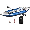Sea Eagle 300X Explorer Touring, Camping, Fishing Whitewater Inflatable Kayak, Solo, Self-Bailing, Drop Stitch Floor-Paddle, Seat, Pump, Skeg, Bag