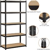 Yaheetech 5-Tier Adjustable Steel Garages Shelving Unit 180x90x45cm Black view 6