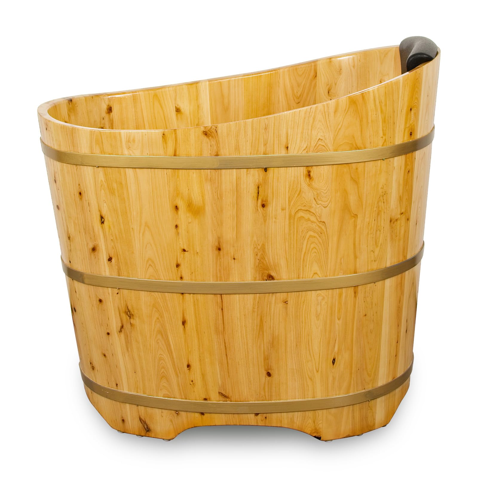 Photo 1 of JRYTIN 34 Inches Small Handcrafted Free Standing Wooden Bathtub, Portable Deep Soaking Tub for Relaxation, Natural Cedar Wood, Ideal for Home Spas and Bathroom Renovations, Perfect Hot Tub Option