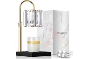 TIGQIANG Candle Warmer Lamp, Wax Warmer Candle Lamp Timer & Dimmer 7-Levels, Compatible Most Jar Candles, Top Melting, Cystal Candle Heater Lamp for Scented Wax, Elegant Home Decoration, Black