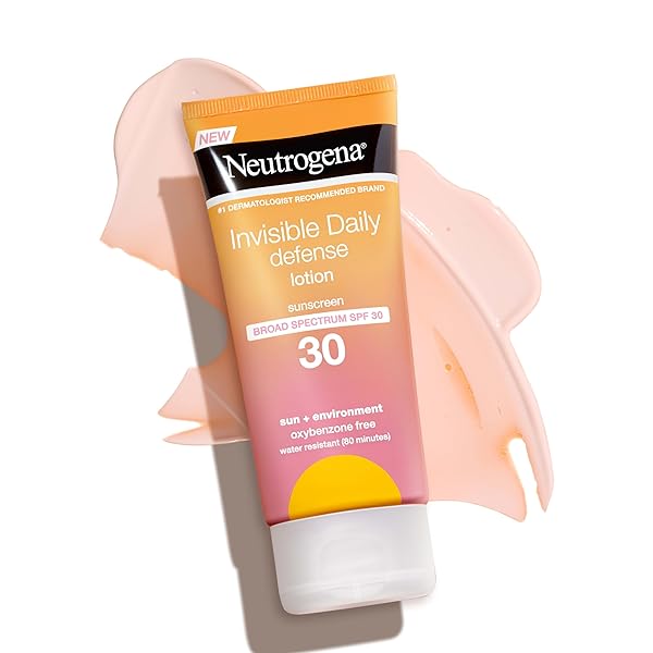 NEUTROGENA INVISIBLE DAILY DEFENSE SUNSCREEN LOTION, BROAD SPECTRUM SPF 30, OXYBENZONE-FREE & WATER-RESISTANT, SUN & ENVIRONMENTAL AGGRESSOR PROTECTION, ANTIOXIDANT COMPLEX, 3.0 FL. OZ