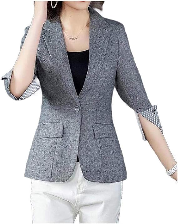 Latoshachase Women Short Blazer Plus Size Blouse Pocket Skinny Blazer