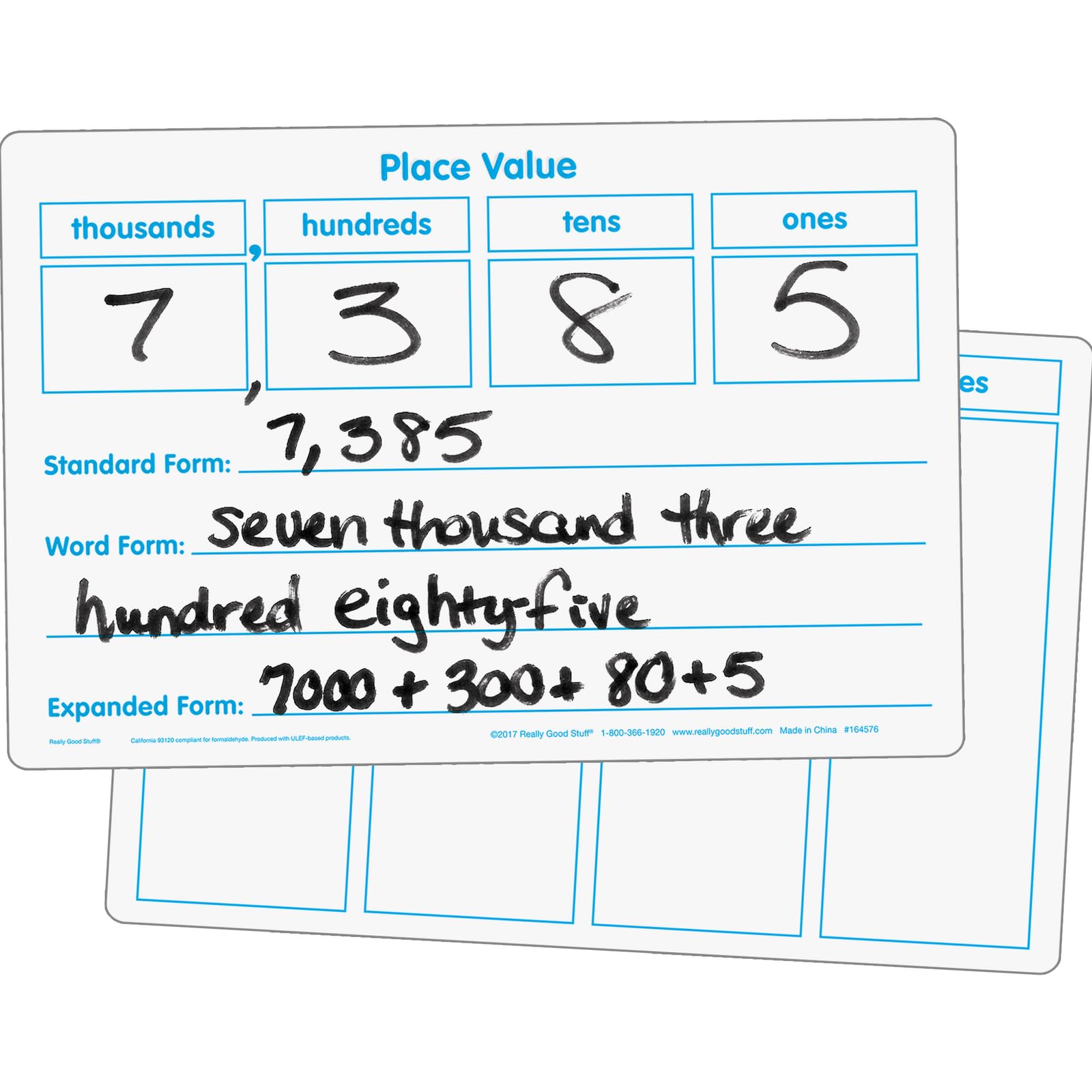 Really Good Stuff Basic Place Value Dry Erase Boards