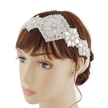 Amazon Com Pearls Wedding Headband Wedding Hair Band Crystals