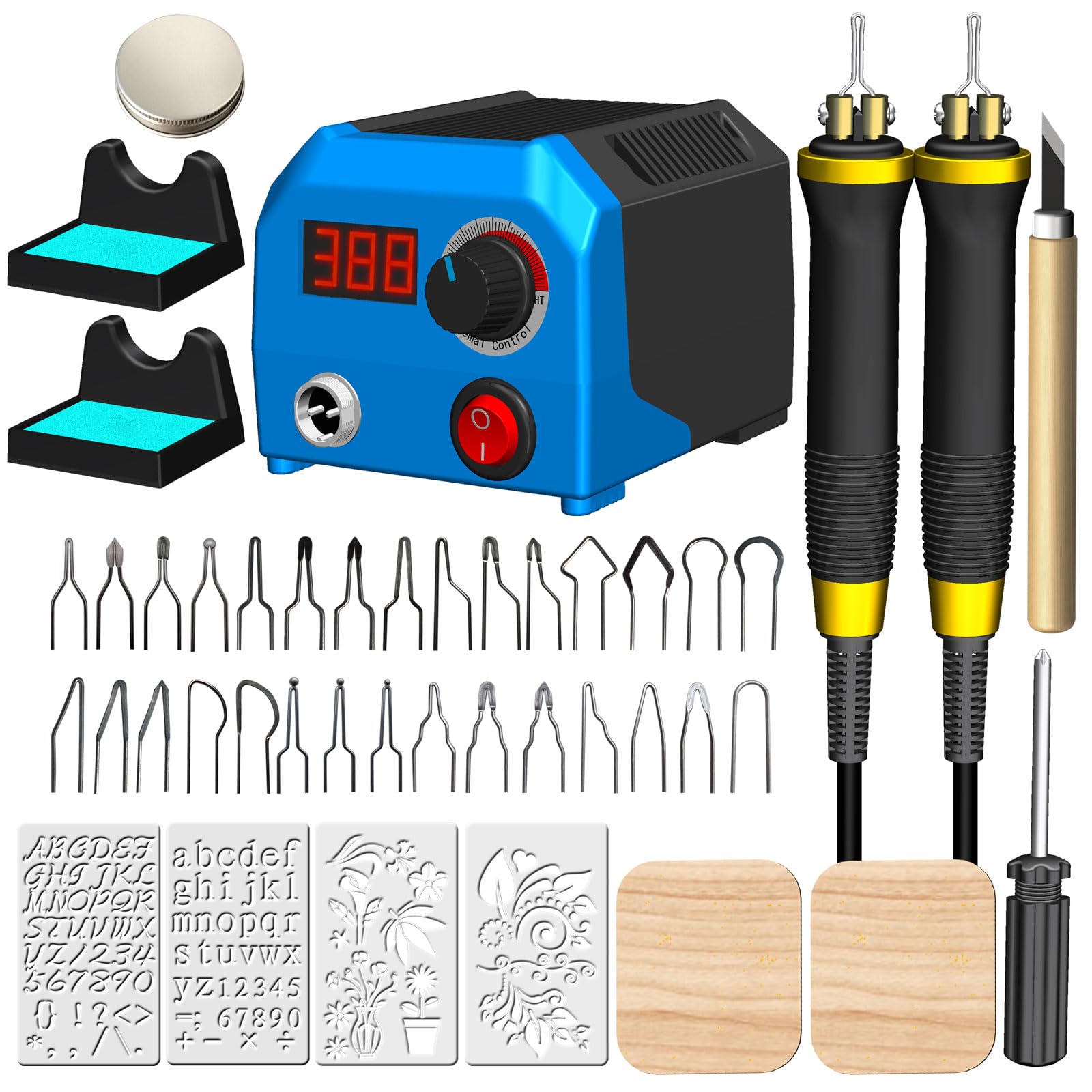 Wood Burning Kit,Wood Burning Tool,Digitally Adjustable Temperature Wood Burner Kit,Professional Wood Burner Tool Kit for Adults Beginners Craft,pyrography pen (LH55-two-pen)