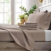 Bamboo Bay 4 Piece King Size Sheet Set, 100% Viscose Made from Bamboo, Breathable, Ultra Soft Cooling Bed Sheets for Hot Sleepers, Beddings with Deep Pockets Fit 16" Mattress, Sand Beige