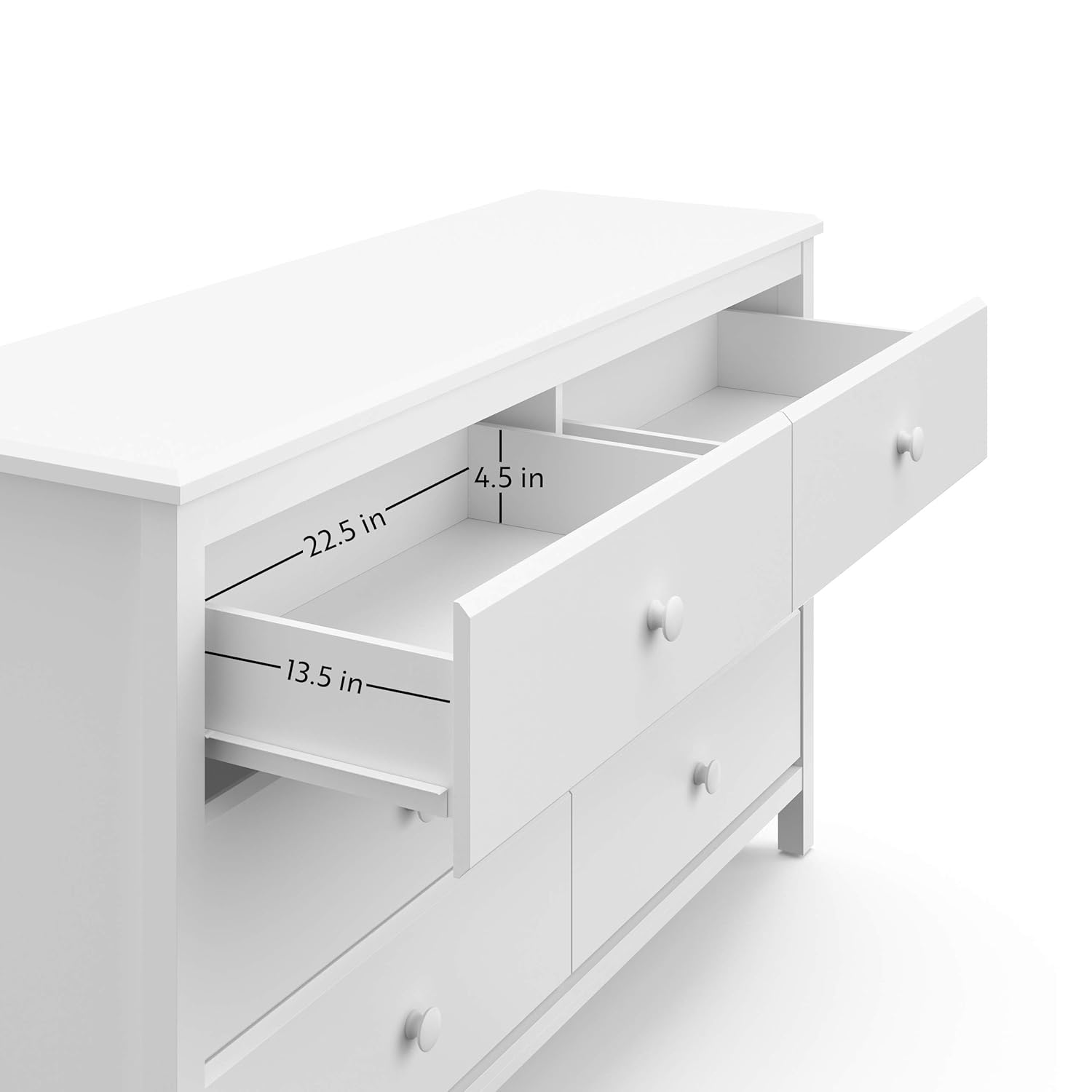 Storkcaft Alpine 6 Drawer Dresser (White) – Stylish Storage Dresser Chest for Bedroom, 6 Spacious Drawers with Handles, Coordinates with Any Kids Bedroom or Baby Nursery : Baby