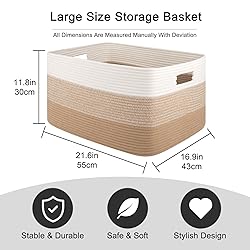 OIAHOMY Large Blanket Basket For Living