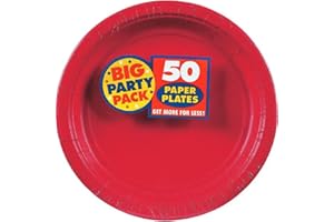 Amscan Big Party Pack Paper Luncheon Plates 7-Inch, 50/Pkg, Apple Red
