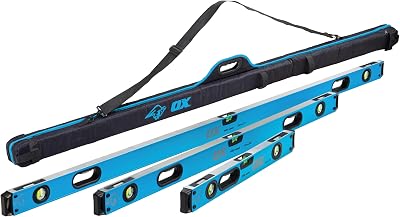 OX Tools Pro Level Bag with 1800mm 1200mm 600mm Levels Black Blue