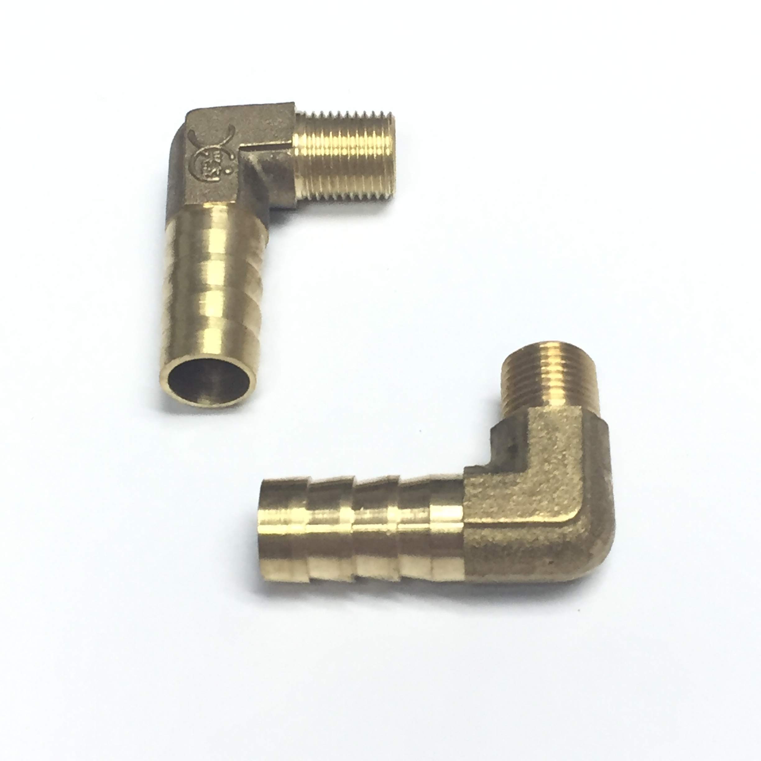 VEDA 2pecs 90 Degree Elbow 8mm to 1/8" BSP Thread Solid Brass Hose Tail Connector Barbed to BSP Male Thread. Pond/Pool/Hose Pipe Adapters