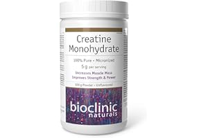 BioClinic Naturals Creatine Monohydrate 100% Pure • Micronized, 300 g Powder = 60 Servings, Unflavoured