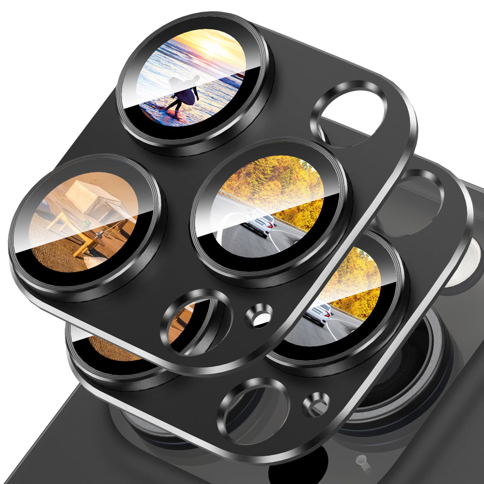 Photo 1 of SPARIN 2 Pack Camera Lens Protector for iPhone 16 Pro 6.3" & iPhone 16 Pro Max 6.9",Metal Tempered Glass Not Easy to Break, Easy to Install & Case Friendly Designed- Black Titanium