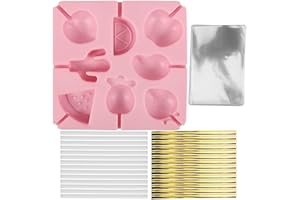 SEWACC Lollipop Making Mold Kit with Silicone Candy Mold, 100pcs Party Treat Bags, 3.5in Plastic Sticks