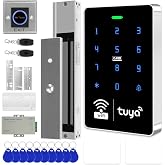 XYBkey WiFi TUYA Complete Security Access System Kit with Waterproof RFID Touch Keypad Door Lock, Smart Remote Door Opener, App，600-Pound Electric Magnetic Lock + ZL, Metal Sensor Switch, Doorbel