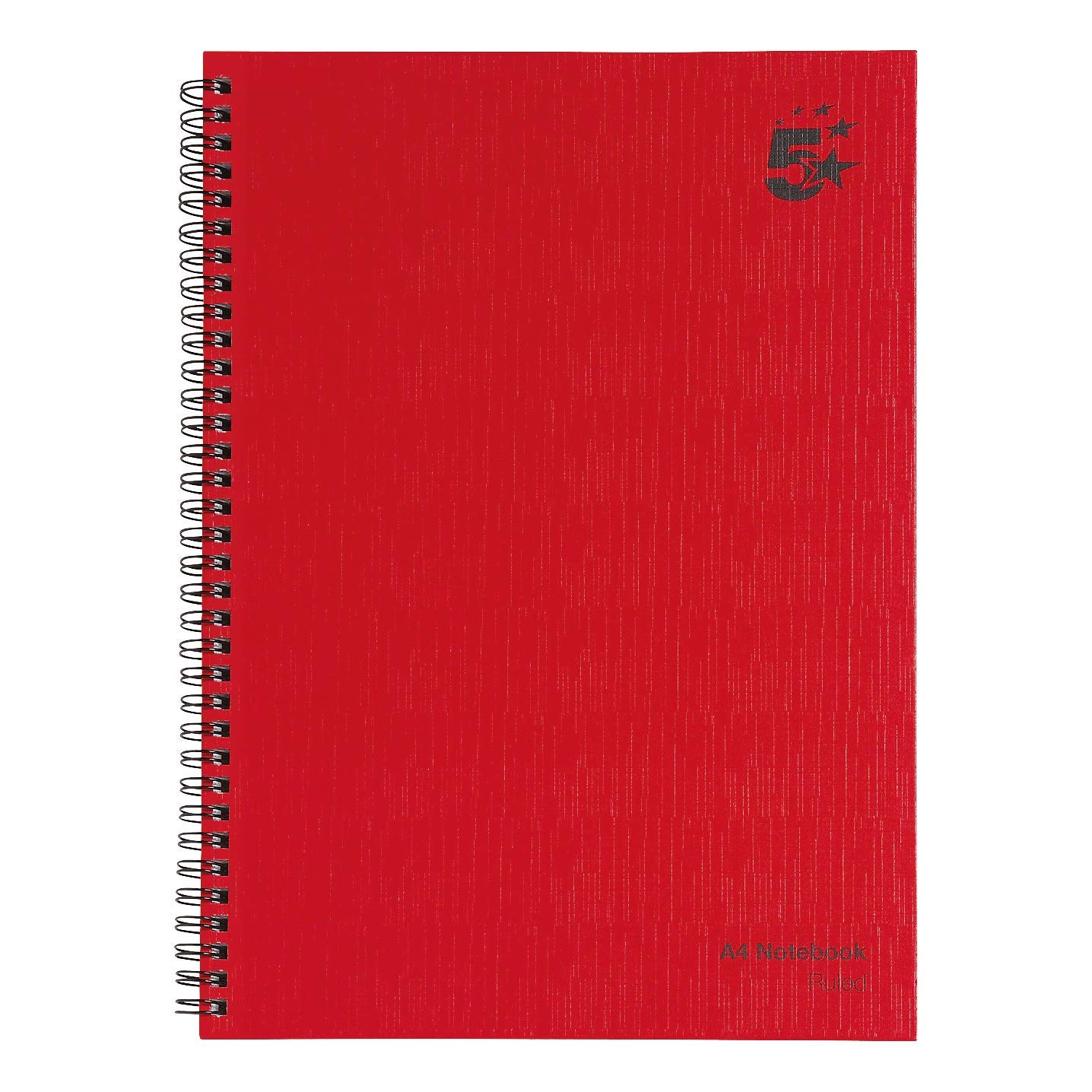 5 Star Office Manuscript Book Wirebound Ruled 160 pages A4 (Pack 5), Red