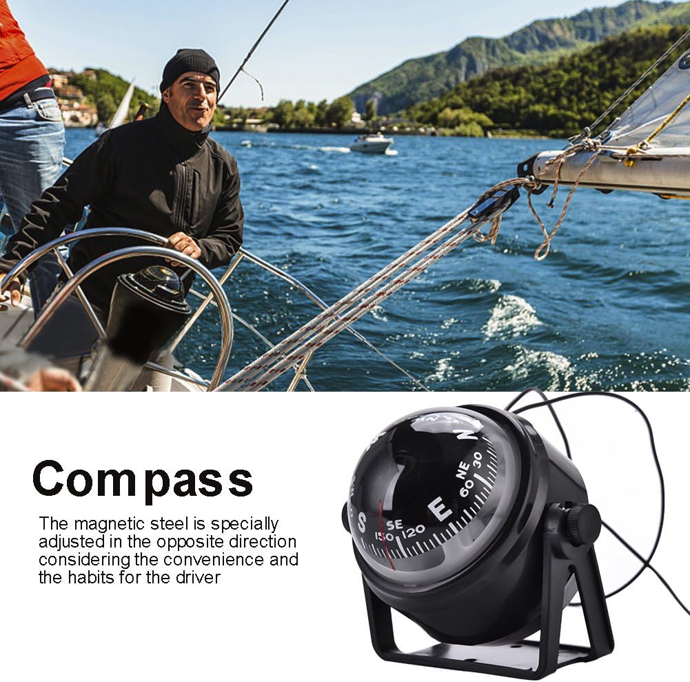 Vbestlife LED Ball Compass Outdoor High Precision Car Boat Marine Military Digital Magnetic Adjustable Compass : Sports & Outdoors